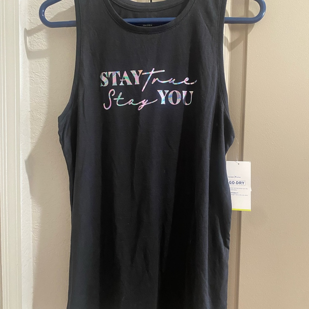 Old Navy Active Go-Dry Women’s Stay True Stay You Black  Tank Top